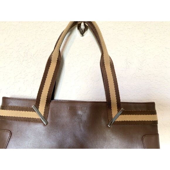 Vintage Gucci Brown Leather Web Tote Bag – Authenticated Y2K - Picture 4 of 16